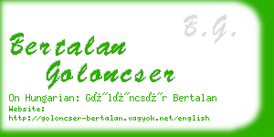 bertalan goloncser business card